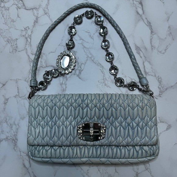 💙MIU MIU💙Matelasse Crystal Flap Bag - Picture 3 of 13